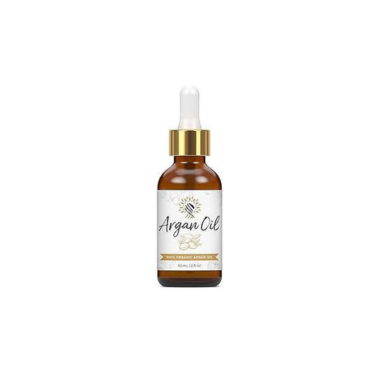 Argan Cosmetics 100% Pure Organic Moroccan Oil for Hair, Skin, Nails, Cuticles, Face & Beards - Cold Pressed, Unscented Filtered Through Cotton Charcoal All Natural Moisturizer 2 Fl Oz