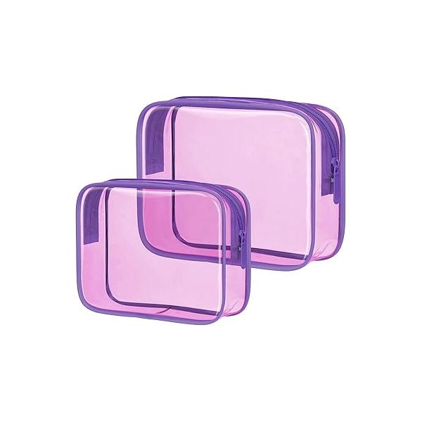 PACKISM Clear Makeup Bag - 2 Packs TSA Approved Toiletry for Women Quart Size Travel Approved, Bags Traveling