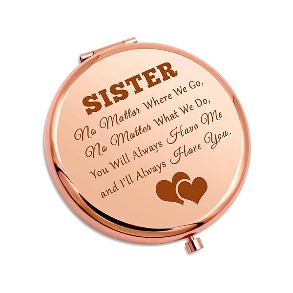 Big Sister Gifts for Girls Compact Mirror from Brother Friendship Birthday Present Best Friend BFF Bestie Christmas Personal Makeup Mother's Day Wedding Graduation