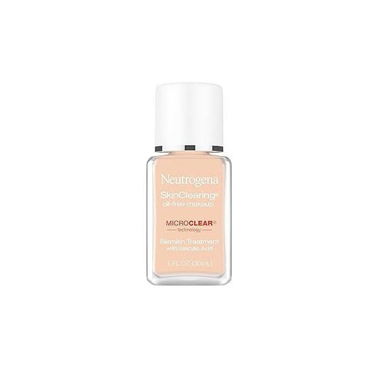 Neutrogena SkinClearing Oil-Free Acne and Blemish Fighting Liquid Foundation with.5% Salicylic Acid Medicine, Shine Controlling Makeup for Prone Skin, 40 Nude, 1 fl. oz