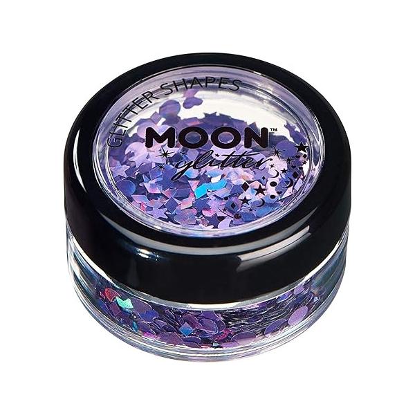 Holographic Glitter Shapes 100% Cosmetic for Face, Body, Nails, Hair and Lips - 0.10oz Silver