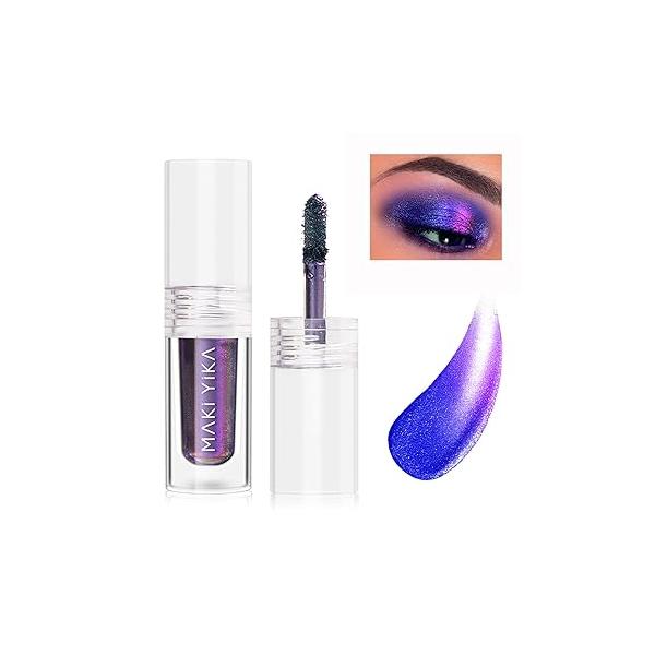 MAKI YIKA Glitter Liquid Eyeshadow Chameleon Metallic MultiColor Shifting Long Lasting Multichrome Holographic Eye Topper Glitters (#6 Aurora)