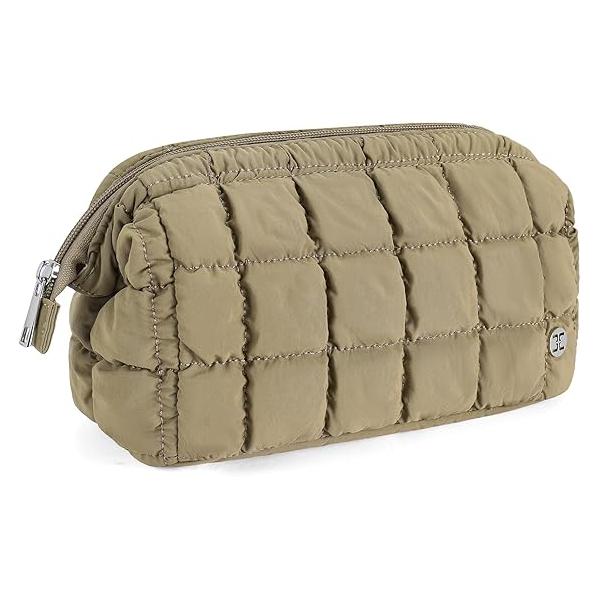 Telena Puffer Makeup Bags for Women, Nylon Puffy Padded Make Up Women Organizer Case, Wide-open Pouch Travel Essentials