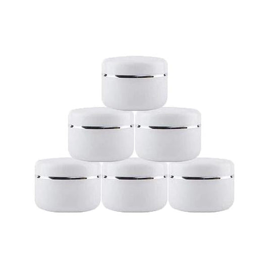 20g/50g/100g Refillable Make-up Cosmetic Jars White Plastic Jar with Dome Lid Empty Face Cream Lip Balm Lotion Storage Container Case Pot (Pack of 6) (50g)