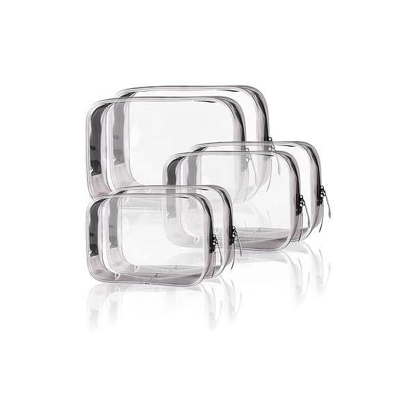 Buminee Clear Travel Bags for Toiletries, Lightweight Toiletry Bag, Multipurpose Transparent TSA Cosmetic Bag-6 Pack