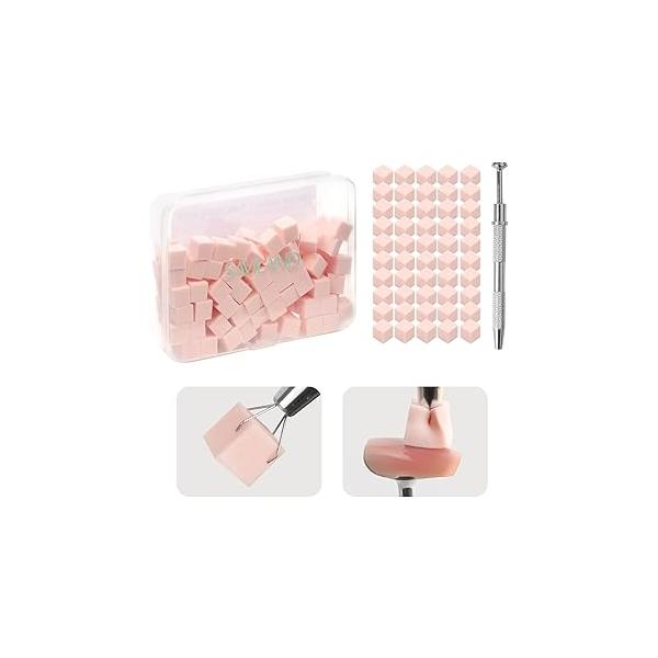 SAVILAND 100PCS Nail Sponges for Ombre: Art With Grabbing Pen Ombre Sponge Gradient Tools Aura Nails Brush Professional Accessories Supplies Home DIY Salon