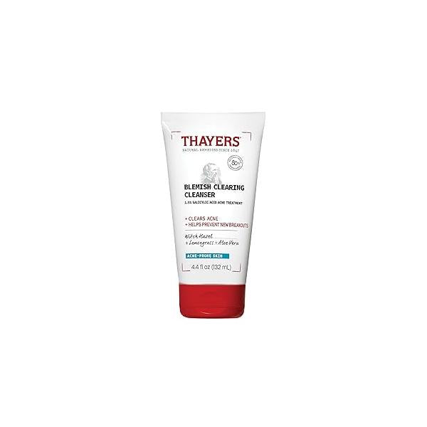 THAYERS Blemish Clearing Face Cleanser with 1.5% Salicylic Acid, Acne Treatment Wash, Soothing and Non-Stripping Skin Care, 4.4 Fl Oz