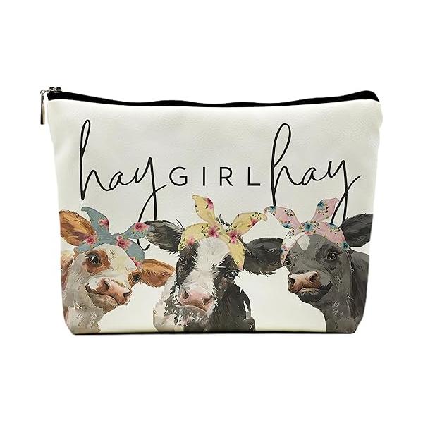 Cow Print Stuff - Western Makeup Bag, Bags For Women, Black Cosmetic Bag