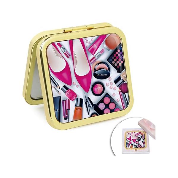 Magnifying Compact Cosmetic Mirror 2.8 Inch Square Handheld Travel Pocket Makeup