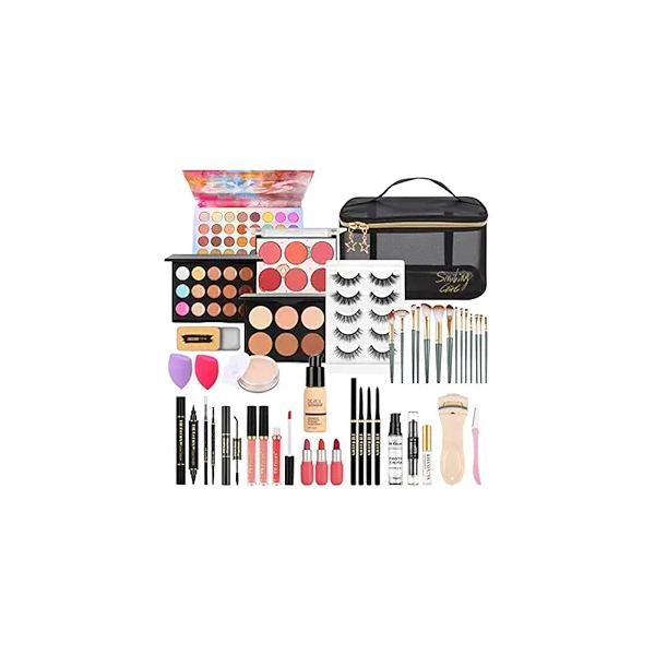 Fenshine All In One Makeup Kit for Women Full Kit, Gift Set Beginners, Essential Starter Bundle Include Eyeshadow Palette Lipstick Eyebrow Pencil Brush (Type C)