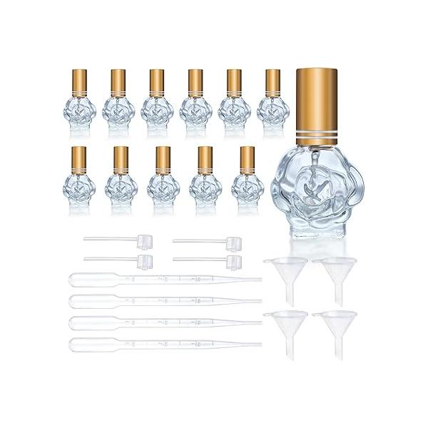 YU FENG 12pcs Glass Bottle Perfume Atomizer Refillable Spray Empty Bottles Fine Mist Cosmetic Container for Travel,10ml