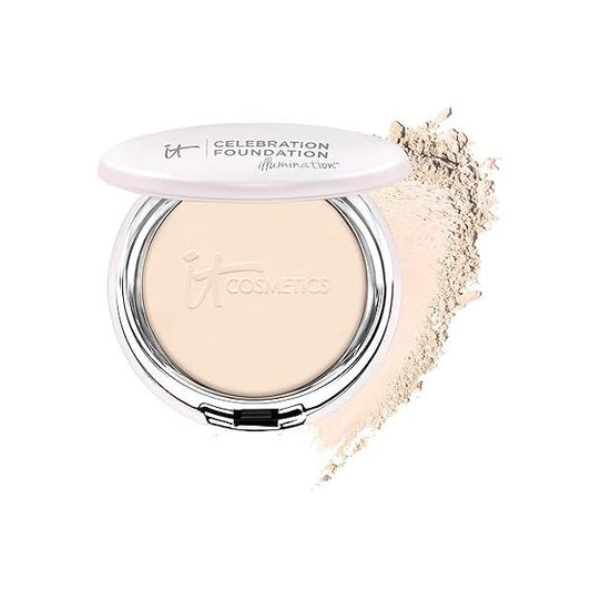 IT Cosmetics Celebration Foundation Illumination - Full-Coverage, Anti-Aging Powder Blurs Pores, Wrinkles & Imperfections 0.3 oz
