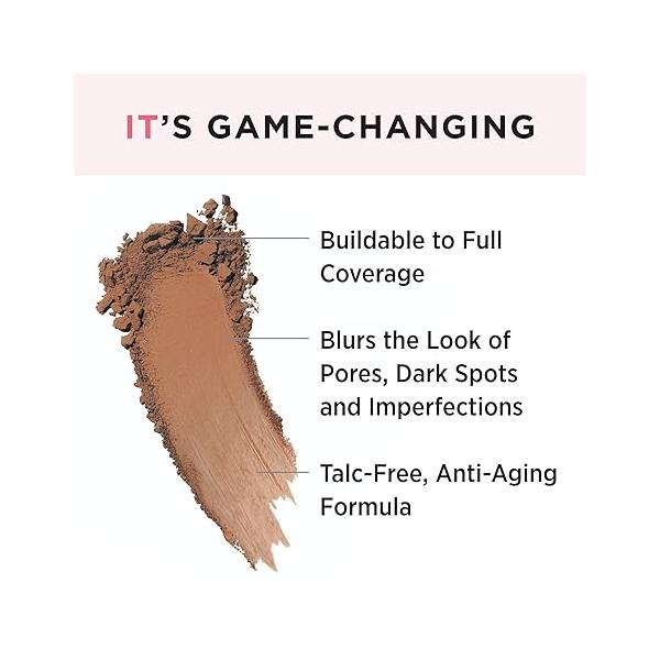 IT Cosmetics CC+ Airbrush Perfecting Powder Foundation - Buildable Full Coverage Of Pores & Dark Spots Hydrating Face Makeup with Hydrolyzed Collagen Niacinamide 0.33 Oz