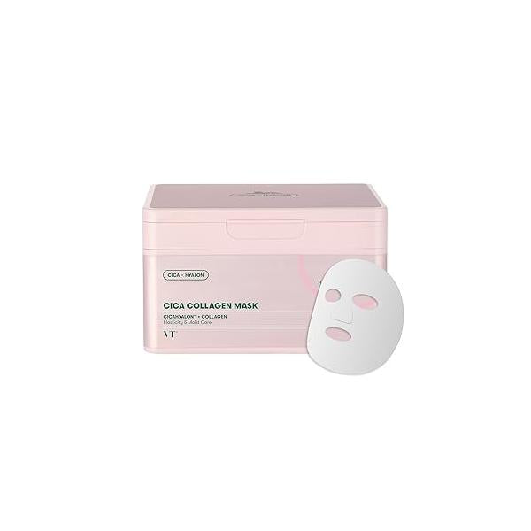 VT COSMETICS CICA Daily Soothing Mask 30 Sheets, Centella Asiatica & Hyaluronic Acid for Moisturizing Hydrating, Instant Calm Glow, Skin Softening Facial Mask, Korean Face