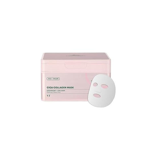 VT COSMETICS CICA Daily Soothing Mask 30 Sheets, Centella Asiatica & Hyaluronic Acid for Moisturizing Hydrating, Instant Calm Glow, Skin Softening Facial Mask, Korean Face