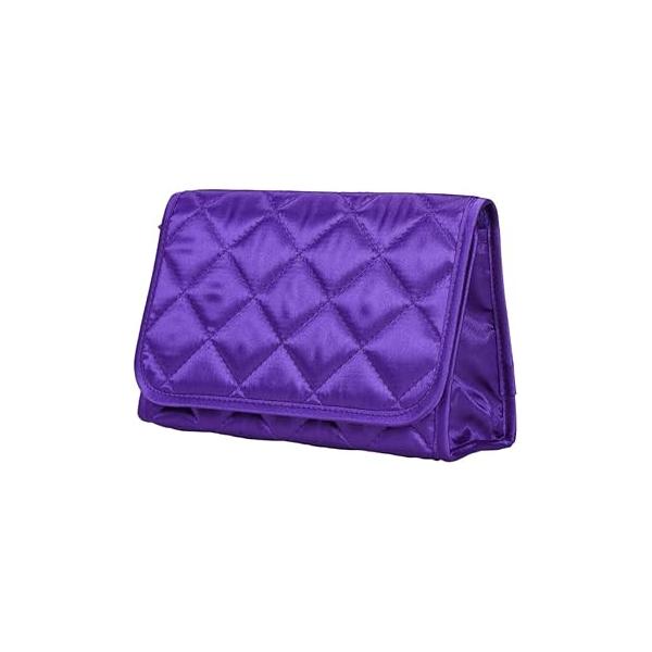 Marisa D'Amico Travel Portable Purse Size Makeup Case Cosmetic Bag with Mirror, Quilted Cotton