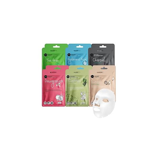 celavi Essence Facial Face Mask Paper Sheet Korea Skin Care Moisturizing 12 Pack (Mix - 2 of Each)