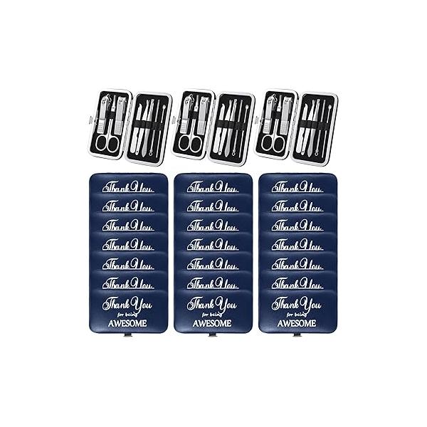 Therwen 24 Sets Manicure Set Nail Clippers 8 in 1 Stainless Steel Grooming Kit Thank You Appreciation Gift Professional Pedicure Tool for Men Women Personal Care(Race Red)