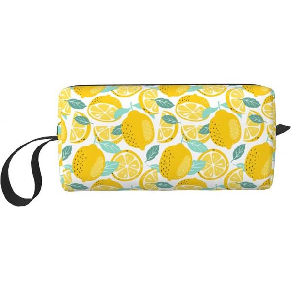 Lemon Makeup Bag Organizer Small Cosmetic Bags Compact Durable Oxford Fabric Multi-Purpose Storage Perfect for Travel, Gym, Daily Use