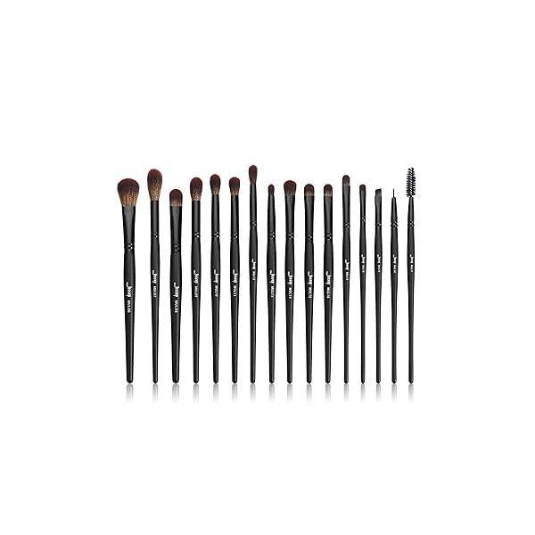 Jessup Full Makeup Brushes Set 13pcs, Professional Vegan Foundation Powder Contour Blush Highlight Eyeshadow Blending Concealer Spoolie EyeLiner Brush, Phantom Black T300