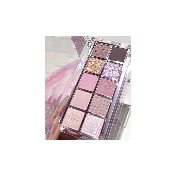 Go Ho 10 Colors Eyeshadow Palette,Matte&Glitter&Shimmer Makeup,Pink Powder Light Pink Eye Shadow Shades,Naturing-Looking,Waterproof Palette Makeup,03