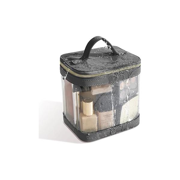 ROWNYEON Clear Makeup Case Toiletry Bag Multipurpose Travel Train Portable Cosmetic Organizer Transparent Storage