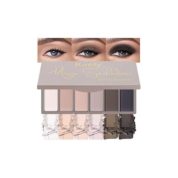 Kaely 6 Colors Mini Rose Gold Pink Eye Shadow Palette Makeup, Neutral Matte Shimmer Eyeshadow for Older Women Highly Pigmented Waterproof, paleta de sombras ojos, Vegan & Cruelty-free, 04