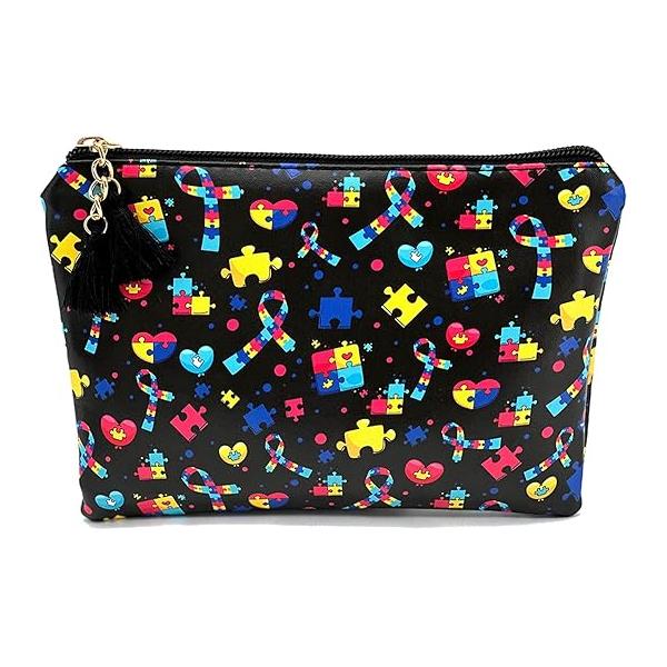 Cute Small Cosmetic Bag Mini Makeup for Women and Girls,PU Leather Travel Toiletry Accessories Organizer with Zipper Tassel (Gothic Bats)