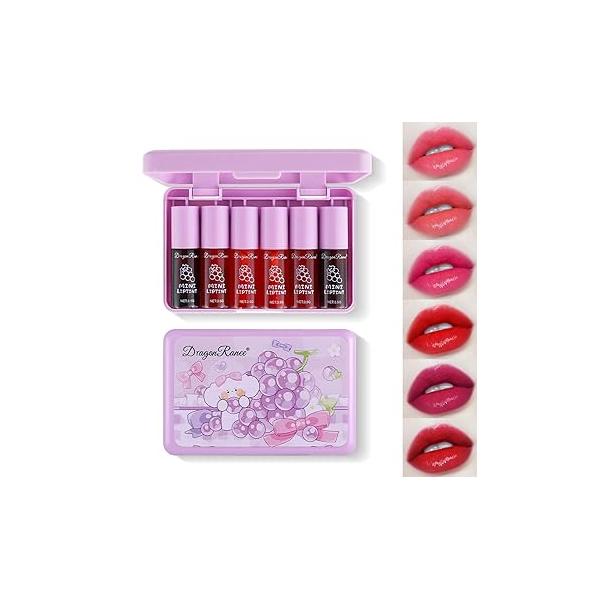 Miniling 6-Color Korean Lip Tint Set - Watery, Velvet Matte Lipsticks for Lips and Cheeks Long-Lasting, Non-Stick, Shimmery