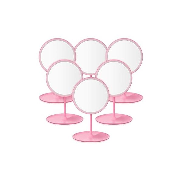 6 Pcs Spa Party Mirror Supplies Sleepover Accessory Favors Makeup for Slumber Birthday Gift(Pink)