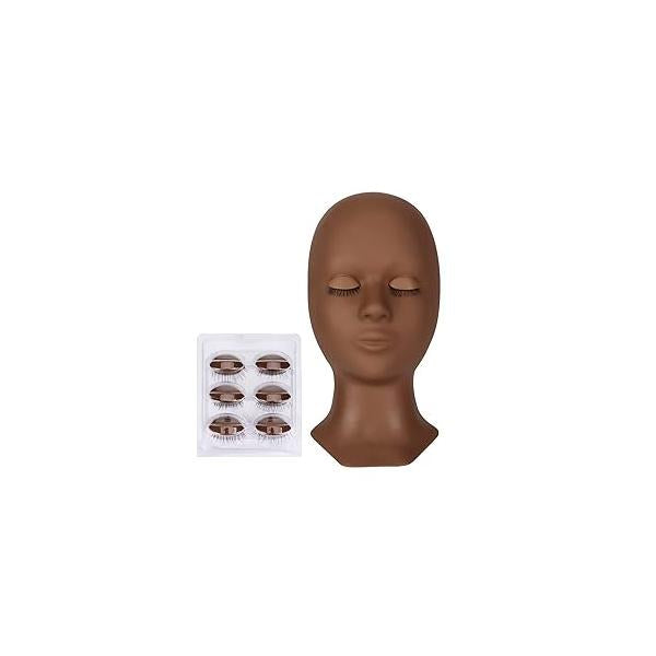 Lash Mannequin Head, CALAILIS Eyelash Extension Doll Head for Extensions, with 4 Pairs Removable Eyelids (Skin Colour)