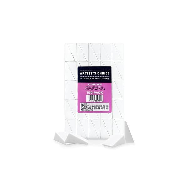 Artist's Choice 100 Pack Makeup Sponge Mini Applicator Wedges, Triangle Cosmetic Sponges For Foundation, Blush, Eye Shadow, Blending and Smoothing, Disposable, Latex Free