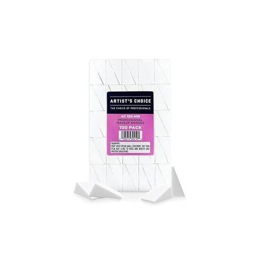 Artist's Choice 100 Pack Makeup Sponge Mini Applicator Wedges, Triangle Cosmetic Sponges For Foundation, Blush, Eye Shadow, Blending and Smoothing, Disposable, Latex Free