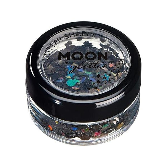 Holographic Glitter Shapes 100% Cosmetic for Face, Body, Nails, Hair and Lips - 0.10oz Silver