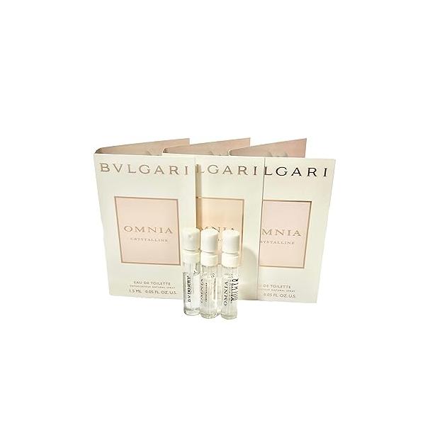 BVLGARI Omnia Crystalline Sample EDT 1.5 ml / 0.05 Fl Oz Women Perfume (Pack of 3)