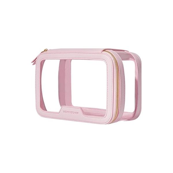 ROWNYEON Clear Makeup Case Toiletry Bag Multipurpose Travel Train Portable Cosmetic Organizer Transparent Storage