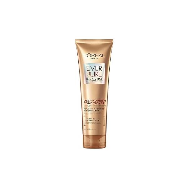 L'Oreal Paris Hair Conditioner for Dry Hair, Triple Action Hydration, Apricot Oil Infused, EverPure, 8.5 Fl Oz (Packaging May Vary)