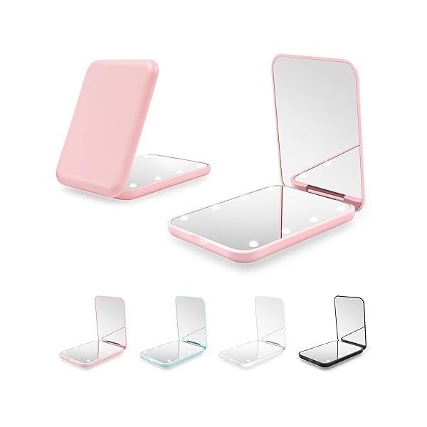 Compact Mirror, 1X/3X Magnification LED Pocket Mirror with Nternal BIattery, Mini for Purse, Pocket,Travel and Present (White)