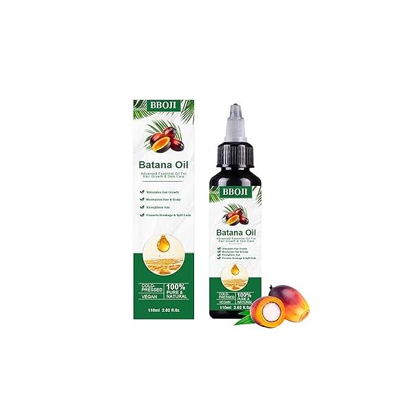 BBOJI Batana Oil for Hair Growth， Organic Raw from Honduras - 100% Pure, Natural & Cold For Thicker Stronger ，Frizz Control 2 bottles