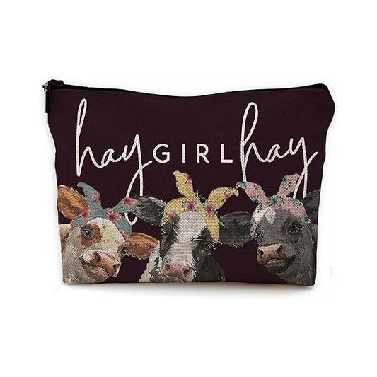 Cow Print Stuff - Western Makeup Bag, Bags For Women, Black Cosmetic Bag