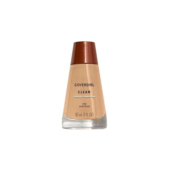 COVERGIRL Clean Liquid Foundation, Sand Beige 153, Pack of 1