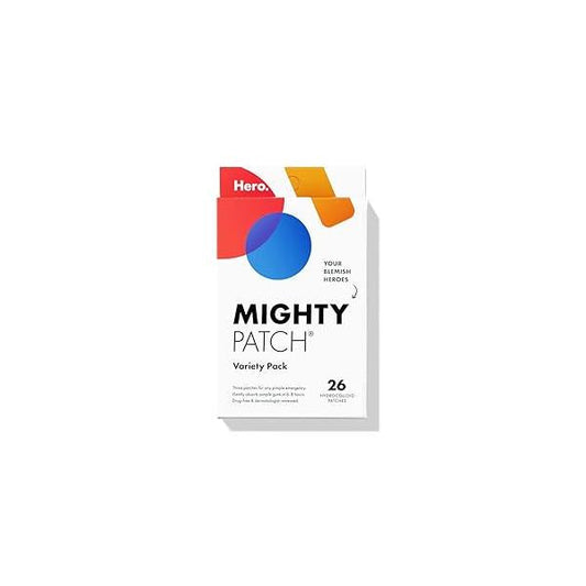 Mighty Patch™ Variety Pack from Hero Cosmetics - Hydrocolloid Acne Pimple Patches for Covering Zits and Blemishes, Spot Stickers Face Skin, Korean Skin Care, 26 ct