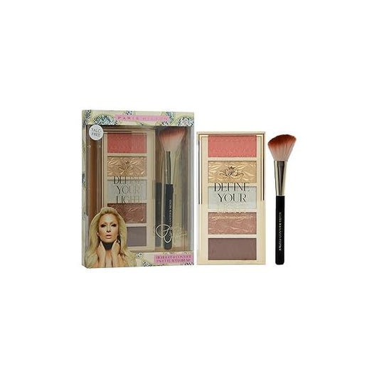 Paris Hilton Define Your Light Face Palette - Highlighter, Blush, Bronzer & Waterproof Contour All-In-One Sculpting Kit with Makeup Brush Glowing Radiant Finish Suitable for All Skin Type -1pc