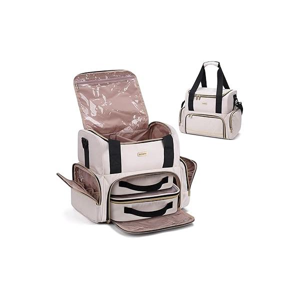 Large Makeup Cosmetic Bag with 2 Removable Case, Double Layer Travel Organizer travel Toiletry For Women