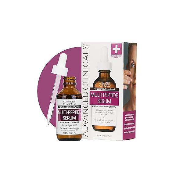 Advanced Clinicals Collagen Serum For Face | Visible Anti Aging Peptide + Hyaluronic Acid Moisturizer Improves Look Of Wrinkles, Dry Skin, & Fine Lines, No added Fragrance, 1.75 Fl Oz