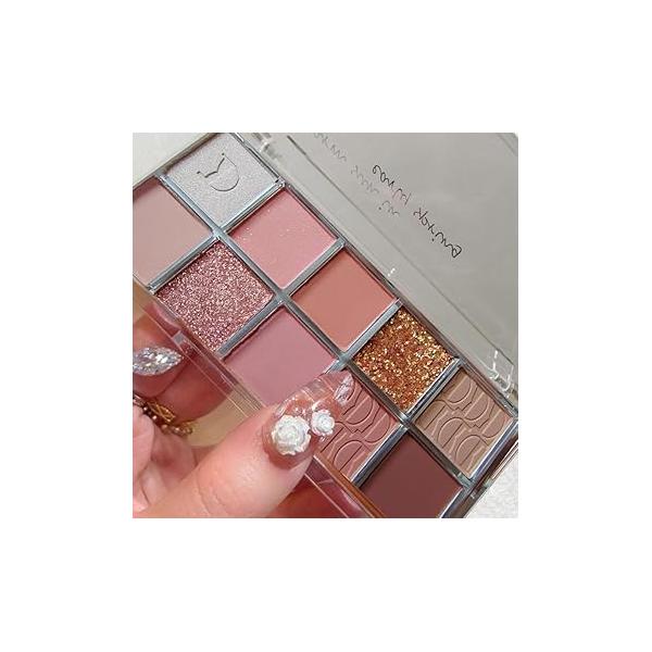 Go Ho 10 Colors Eyeshadow Palette,Matte&Glitter&Shimmer Makeup,Pink Powder Light Pink Eye Shadow Shades,Naturing-Looking,Waterproof Palette Makeup,03