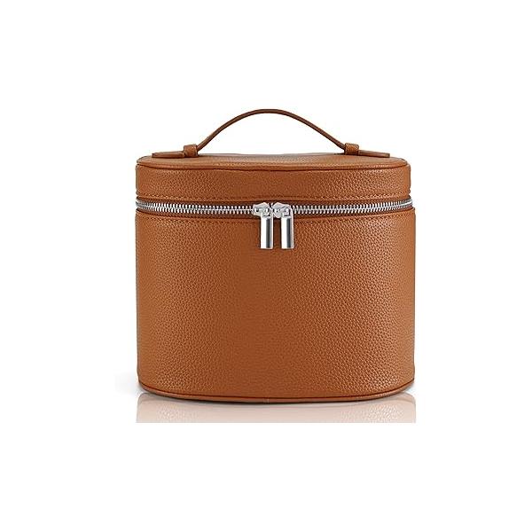 Makeup Bag Vanity Case Cosmetic with Removable Divider Travel Toiletry for Women Portable Make up Box Organizer, Burgundy