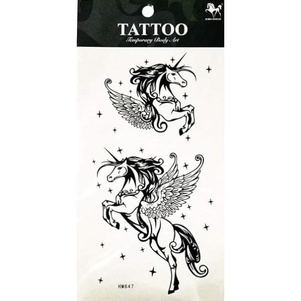 1 Sheet Horse Unicorn wing Flying Star Cartoon Temporary Tattoos Sticker for Women Men Body Art Sexy Fake Stickers Removable