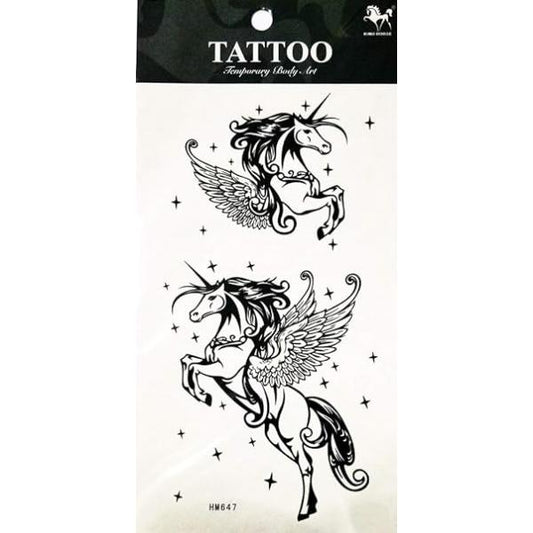 1 Sheet Horse Unicorn wing Flying Star Cartoon Temporary Tattoos Sticker for Women Men Body Art Sexy Fake Stickers Removable