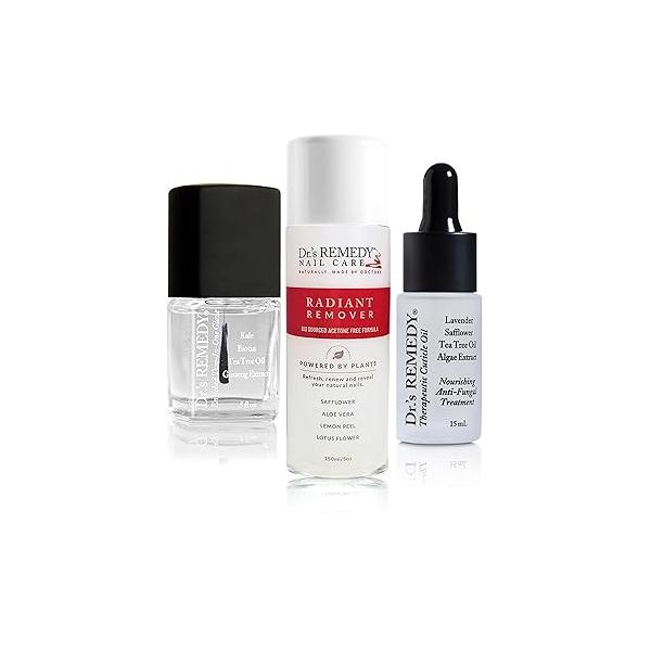 Dr’s Remedy 3 Pack Nail Polish Treatment Kit, RESTORATIVE Trio, Non Toxic and Organic All Natural Enriched Strengthener - CARESS Cuticle Oil/Hydration Treatment/TOTAL Two-in-One
